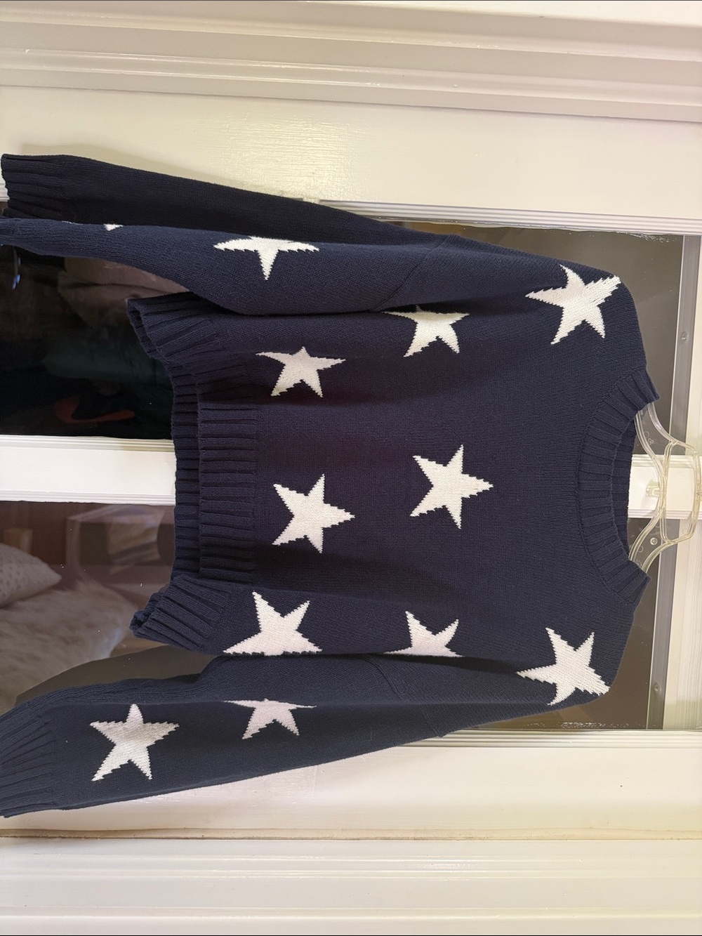 moon & madison Navy and White Star Crewneck Sweater